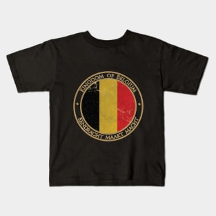 Vintage Kingdom of Belgium Europe European EU Flag Kids T-Shirt